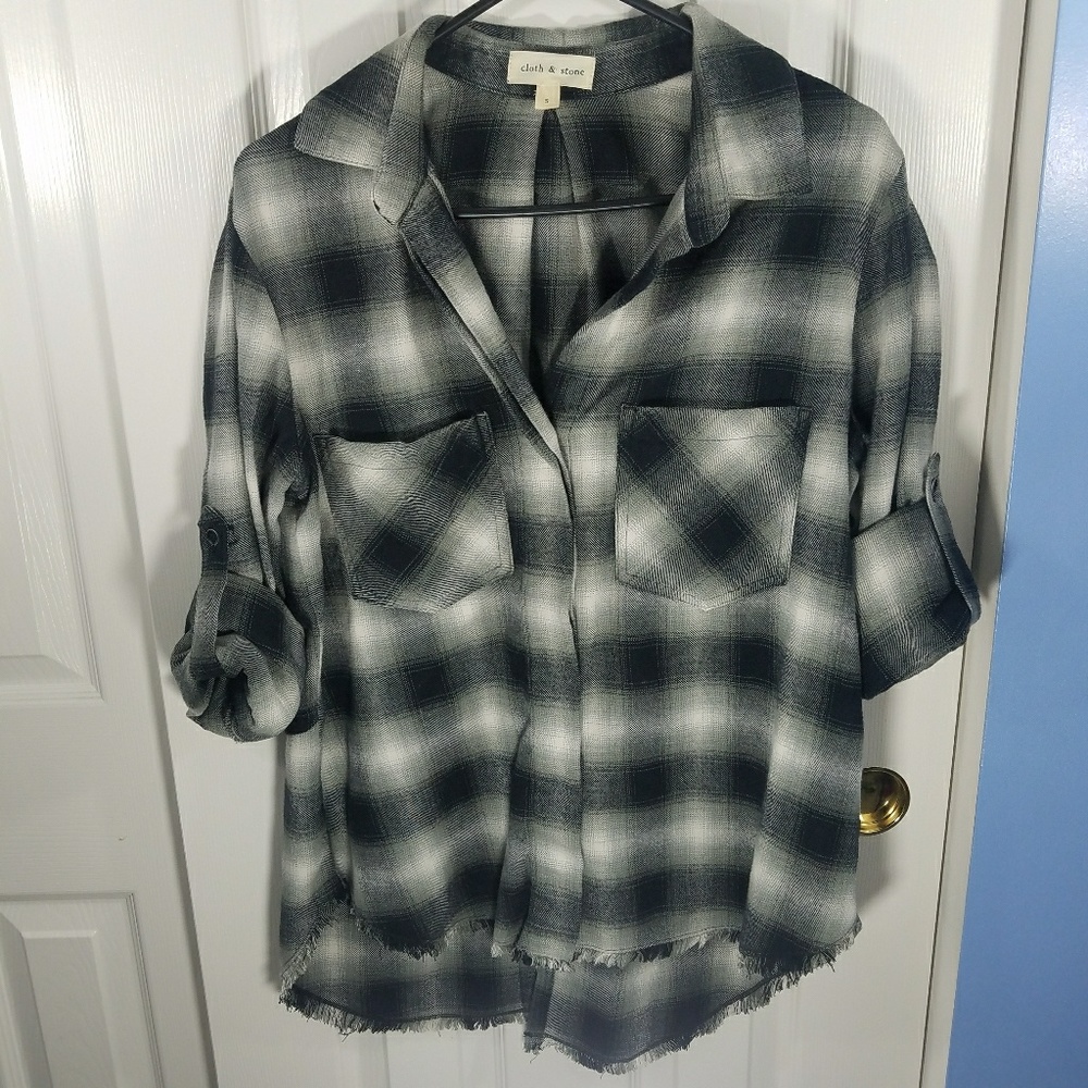 Cloth & Stone Women's Flannel Fray Hem Shirt